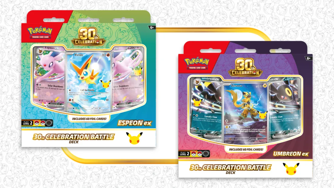 30th Celebration Battle Decks featuring Espeon ex and Umbreon ex