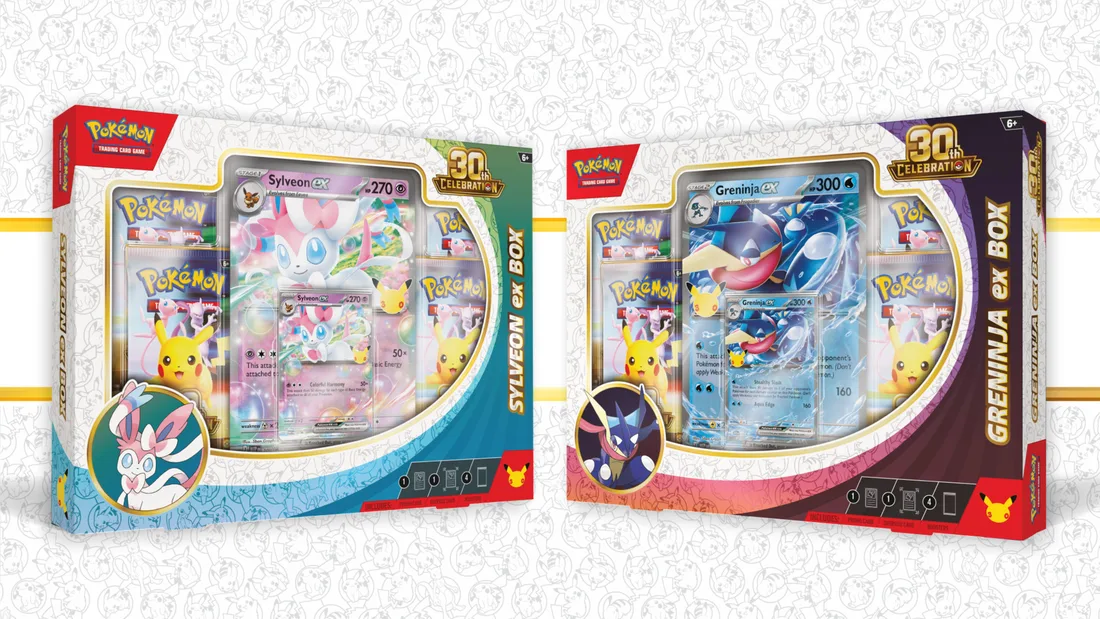 30th Celebration Pokémon ex Box with Sylveon ex and Greninja ex versions