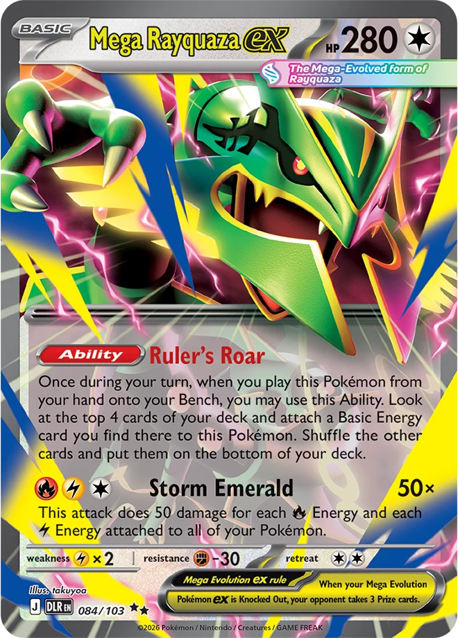 Mega Rayquaza ex card number 84 from Delta Reign