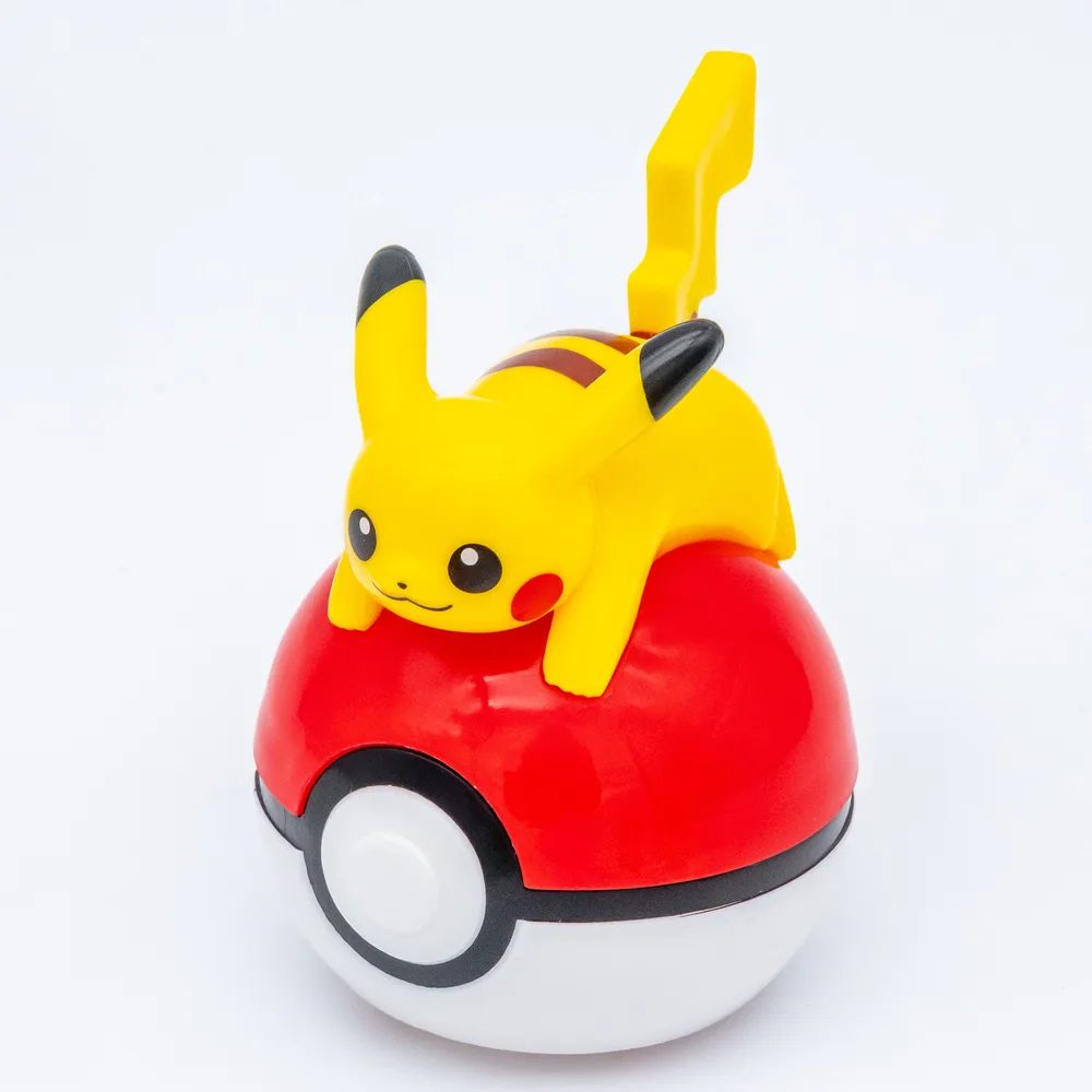 Detail of Pikachu's Poké Ball Roller showing the tail mechanism that swings as the ball rolls