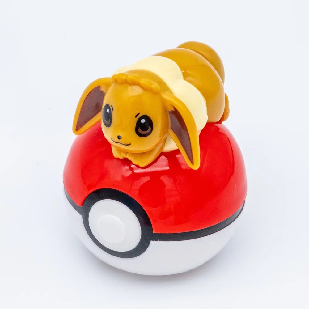 Close up of Eevee's Poké Ball Roller showing the sculpted eyes and the volume of the tail