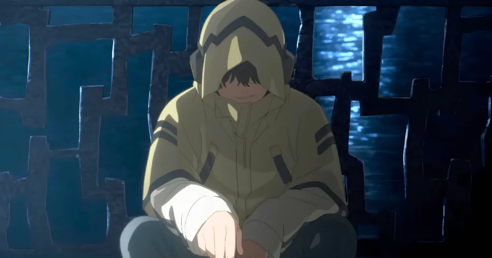 Wide teaser shot of Mikiya sitting against a chain link fence in Pokémon: Wild Card